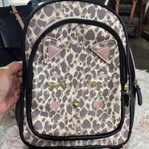 Betsey Johnson Leopard Print Kids Backpack - Pink and Gold Accents